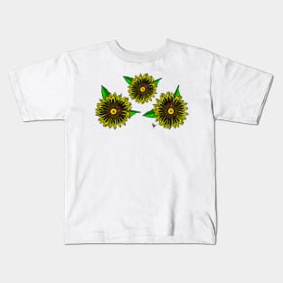 Colorful Yellow and Green Sunflowers Beautiful Flowers Kids T-Shirt